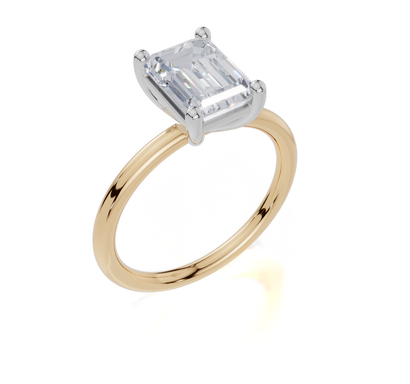 18ct Yellow Gold Emerald Cut 2.00 Carat of Lab-Grown Diamond Ring