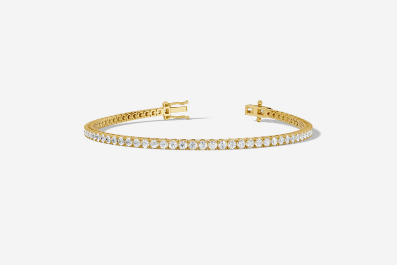14CT Yellow Gold Round Cut 3.10 Carat tw of Lab Grown Diamonds Tennis Bracelet