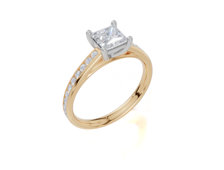18ct Yellow Gold Princess Cut 1.07 Carat tw of Lab-Grown Diamond Ring