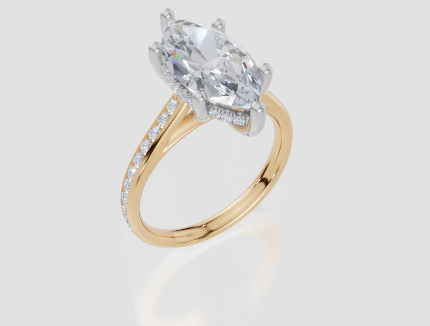18ct Yellow Gold Marquise Cut 3.44 Carat tw of Lab-Grown Diamond Ring