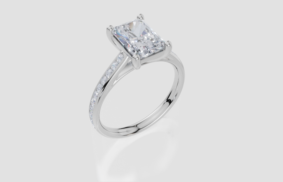 18ct White Gold Radiant Cut 2.33 Carat tw of Lab-Grown Diamond Ring