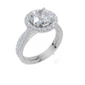 18ct White Gold Round Cut 2.67 Carat tw of  Diamond Ring and 18ct White Gold 0.38 Carat tw of   Diamond Band