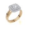18ct Yellow Gold Princess Cut 1.12 Carat tw of Lab-Grown Diamond Ring and 18ct Yellow Gold Lab-Grown Band