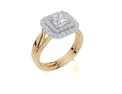 18ct Yellow Gold Princess Cut 1.12 Carat tw of Lab-Grown Diamond Ring and 18ct Yellow Gold Lab-Grown Band