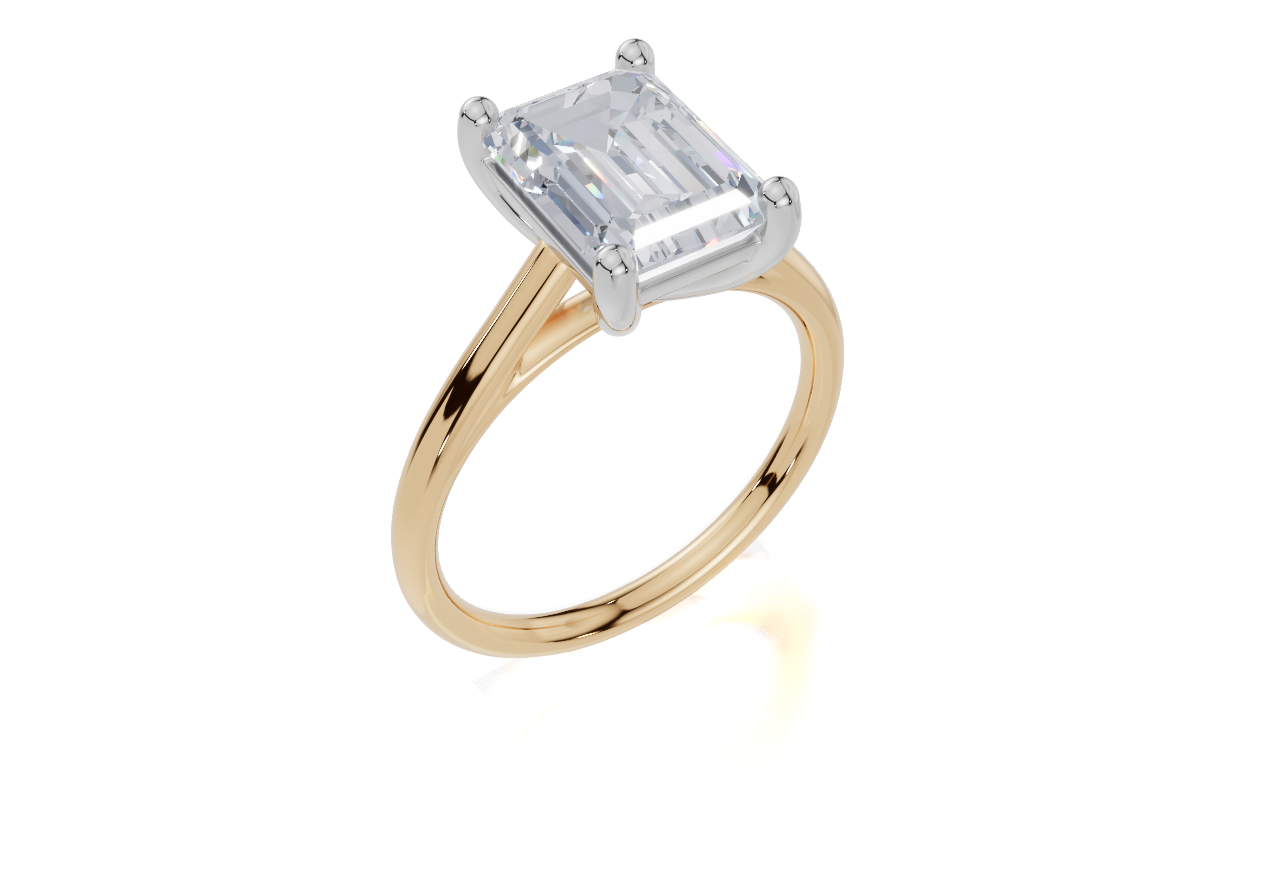 18ct Yellow Gold Emerald Cut 3.00 Carat of Lab-Grown Diamond Ring