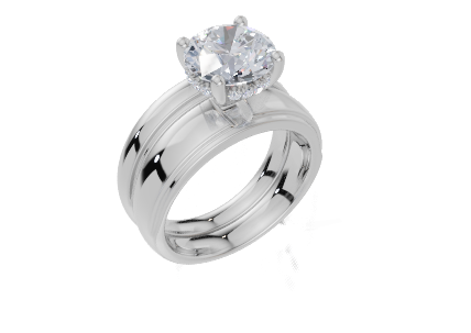 18ct White Gold Round Cut 2.09 Carat tw of  Diamond Ring and 18ct White Gold  Band