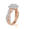 18ct Rose Gold Princess Cut 1.18 Carat tw of  Diamond Ring and 18ct Rose Gold 0.30 Carat tw of   Diamond Band