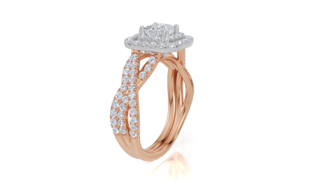 18ct Rose Gold Princess Cut 1.18 Carat tw of  Diamond Ring and 18ct Rose Gold 0.30 Carat tw of   Diamond Band