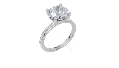 18ct White Gold Round Cut 3.33 Carat tw of  Diamond Ring