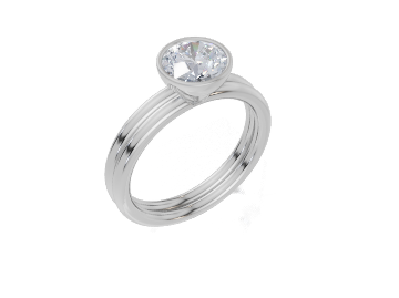 18ct White Gold Round Cut 1.00 Carat of  Diamond Ring and 18ct White Gold  Band