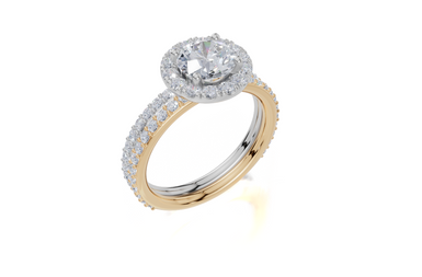18ct Yellow Gold Round Cut 1.59 Carat tw of Lab-Grown Diamond Ring and 18ct White Gold 0.35 Carat tw of Lab-Grown  Diamond Band