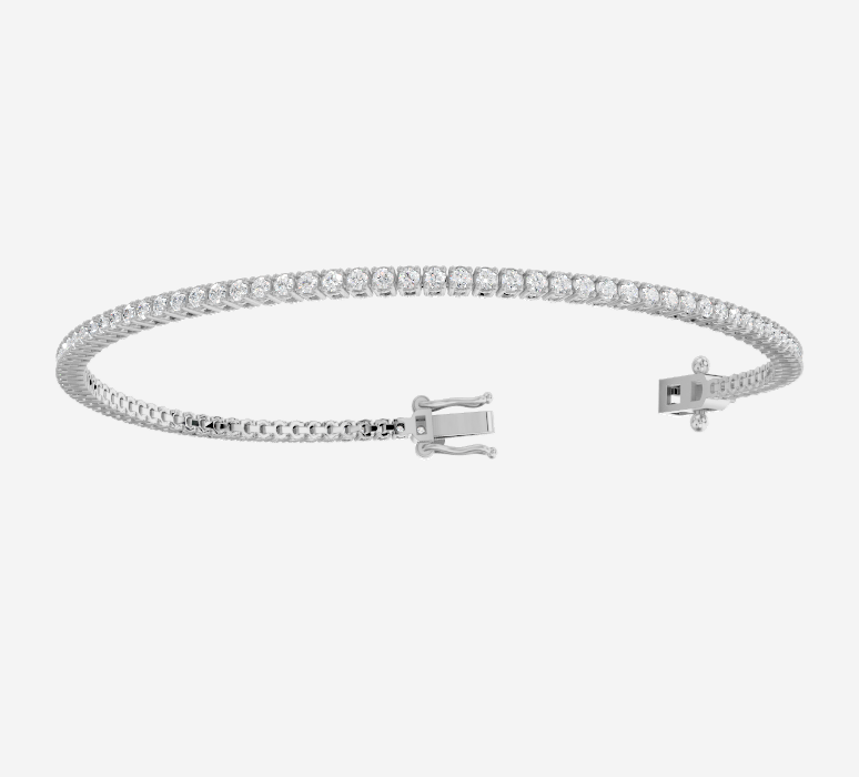9CT White Gold Round Cut 1.10 Carat tw of Lab Grown Diamonds Tennis Bracelet
