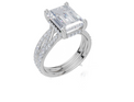 18ct White Gold Emerald Cut 4.43 Carat tw of  Diamond Ring and 18ct White Gold 0.30 Carat tw of   Diamond Band