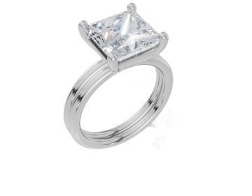18ct White Gold Princess Cut 4.00 Carat of  Diamond Ring and 18ct White Gold  Band