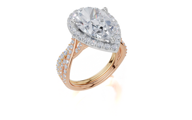 18ct Rose Gold Pear Cut 4.60 Carat tw of  Diamond Ring and 18ct Yellow Gold 0.28 Carat tw of   Diamond Band