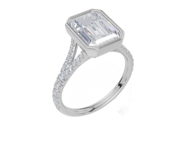 18ct White Gold Emerald Cut 3.33 Carat tw of Lab-Grown Diamond Ring