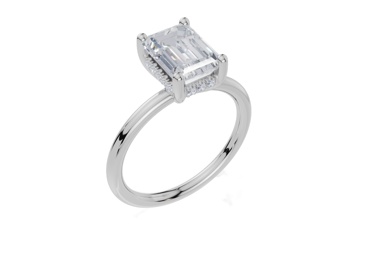 18ct White Gold Emerald Cut 2.08 Carat tw of Lab-Grown Diamond Ring
