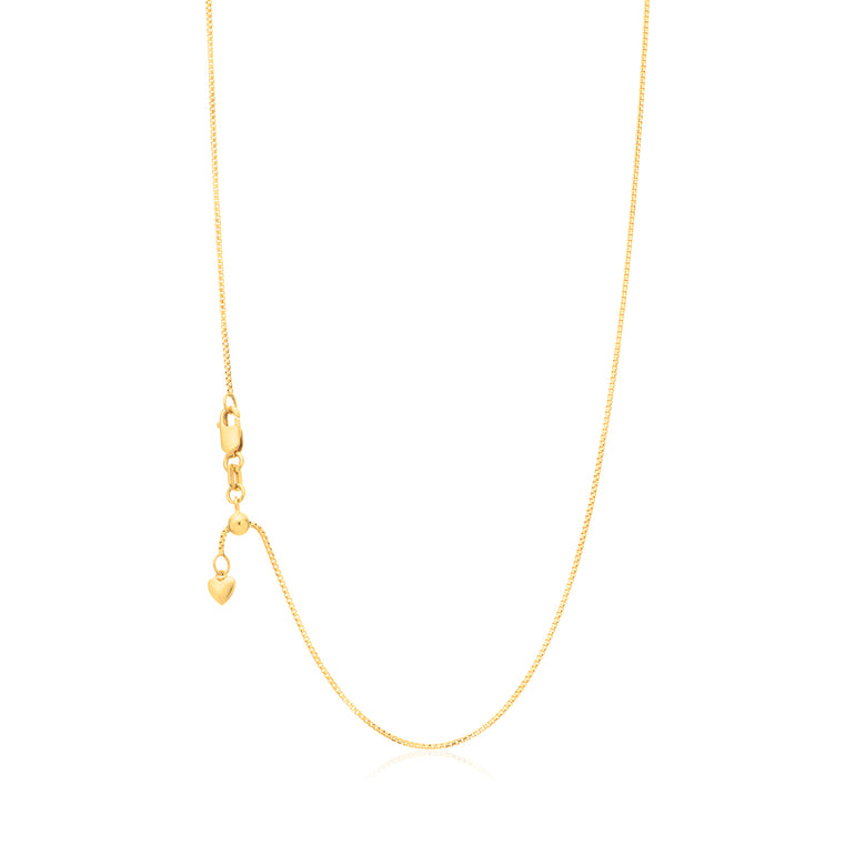 18ct Yellow Gold 45-50cm Box Slider Chain