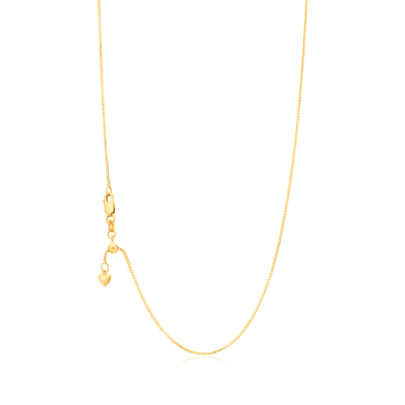 18ct Yellow Gold 45-50cm Box Slider Chain
