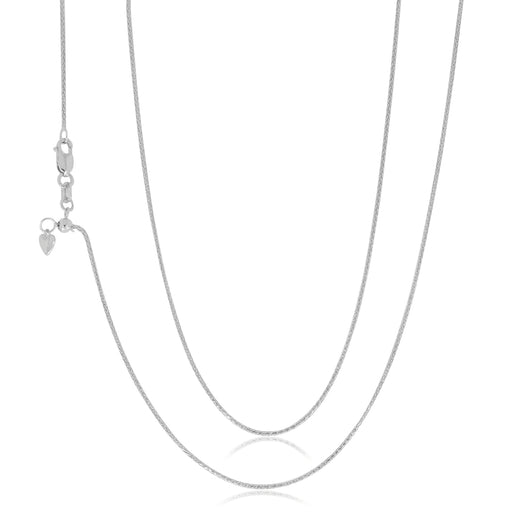 9ct White Gold 45-50cm Adjustable Wheat Chain