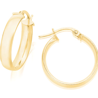 9ct Yellow Gold Round 18mm Hoop Earrings