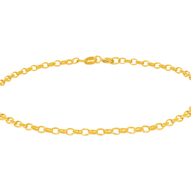 9ct Yellow Gold 25cm Oval Belcher Anklet