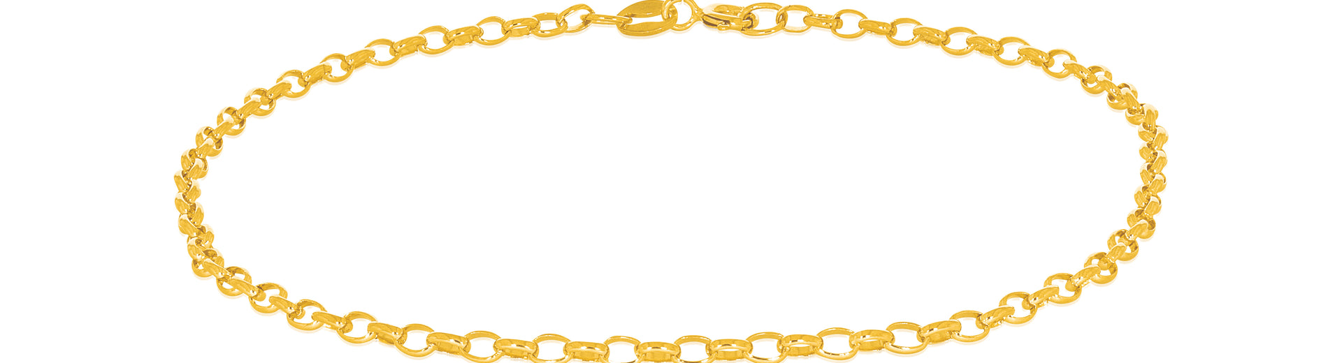 9ct Yellow Gold 25cm Oval Belcher Anklet