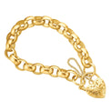 9ct Yellow Gold 19cm Round Belcher Filigree Padlock Bracelet