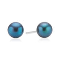 9ct Yellow Gold 5.5-6mm Black Fresh Water Pearl Button Stud Earrings