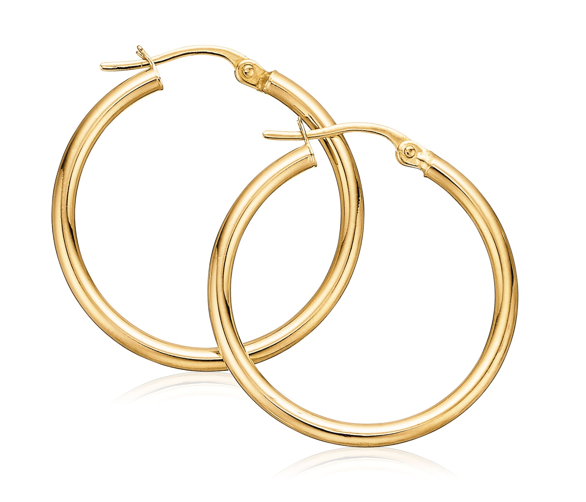 9ct Yellow Gold Round 20x2mm Hoop Earrings