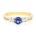 18ct Yellow Gold Round Cut 0.35 Carat tw of Diamonds Sapphire Ring