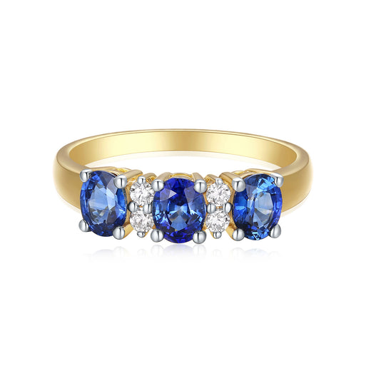 18ct Yellow Gold Oval Cut 5x4mm Natural Sapphire Ring