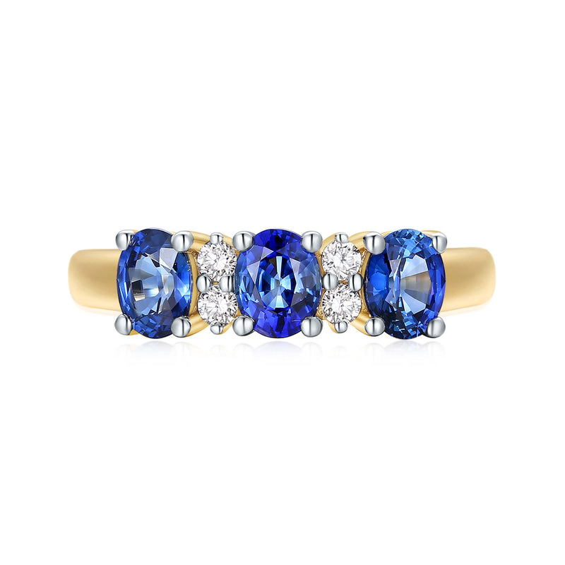 18ct Yellow Gold Oval Cut 5x4mm Natural Sapphire Ring