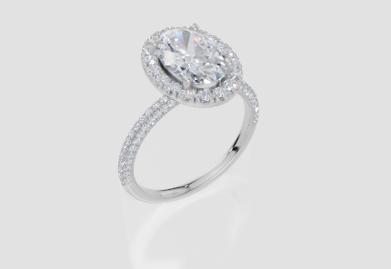 18ct White Gold Oval Cut 2.66 Carat tw of Lab-Grown Diamond Ring