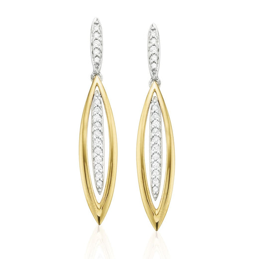 9ct Yellow & White Gold Diamond Earrings