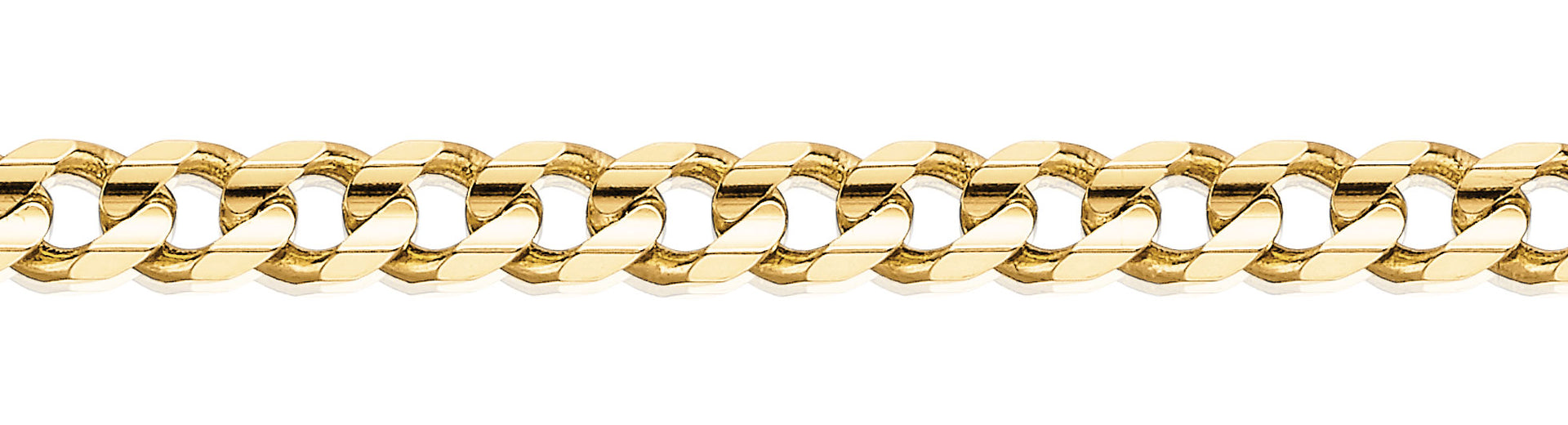 9ct Yellow Gold 19cm Curb Diacut Bevel Square Concave Bracelet