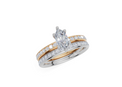 18ct Yellow Gold Marquise Cut 0.86 Carat tw of Lab-Grown Diamond Ring and 18ct White Gold 0.35 Carat tw of Lab-Grown  Diamond Band