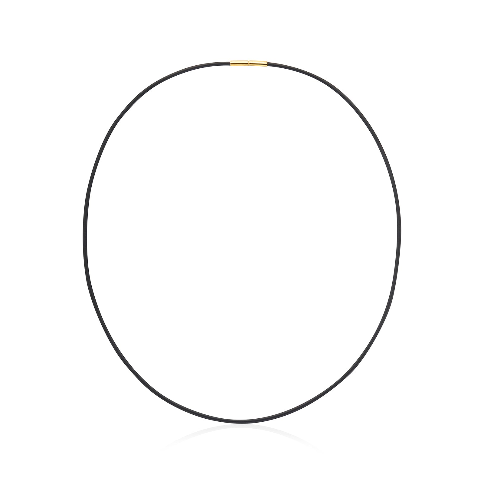 9ct Yellow Gold 42cm Black Neoprene Chain