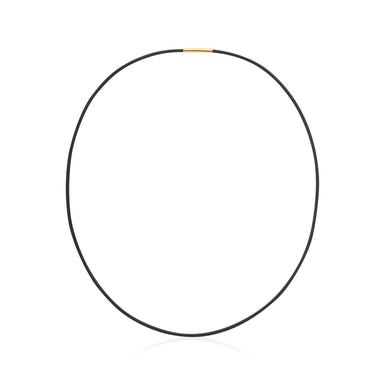 9ct Yellow Gold 42cm Black Neoprene Chain