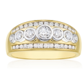 18ct Yellow & White Gold Round Cut 1.00 Carat tw of Diamonds Dress Ring
