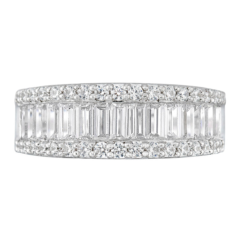 18ct White Gold Round Brillant & Baguette Cut with 1 1/2 CARAT tw of Diamonds Ring