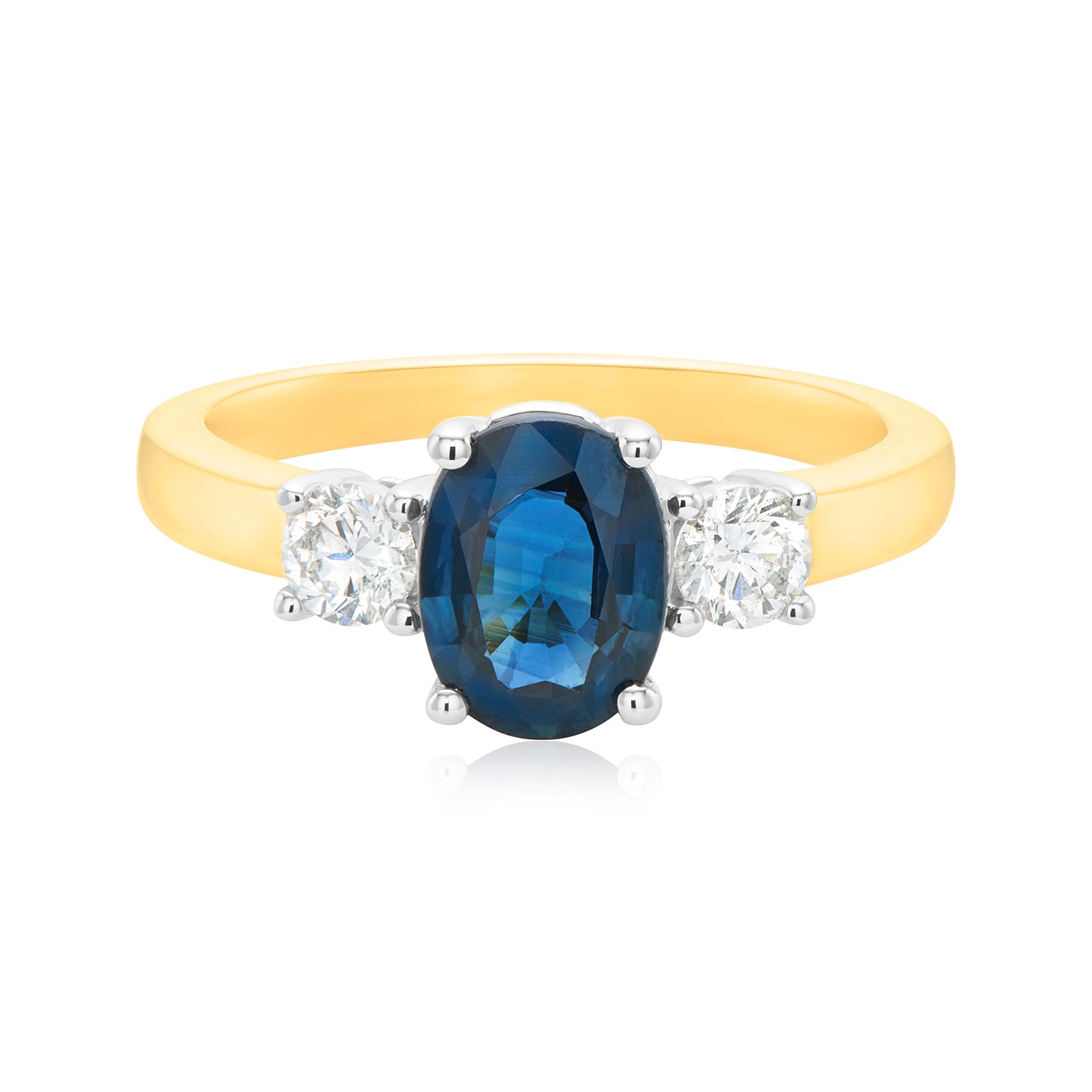 18ct Two Tone Oval Sapphire & Diamond Set 0.34 Carat tw Ring