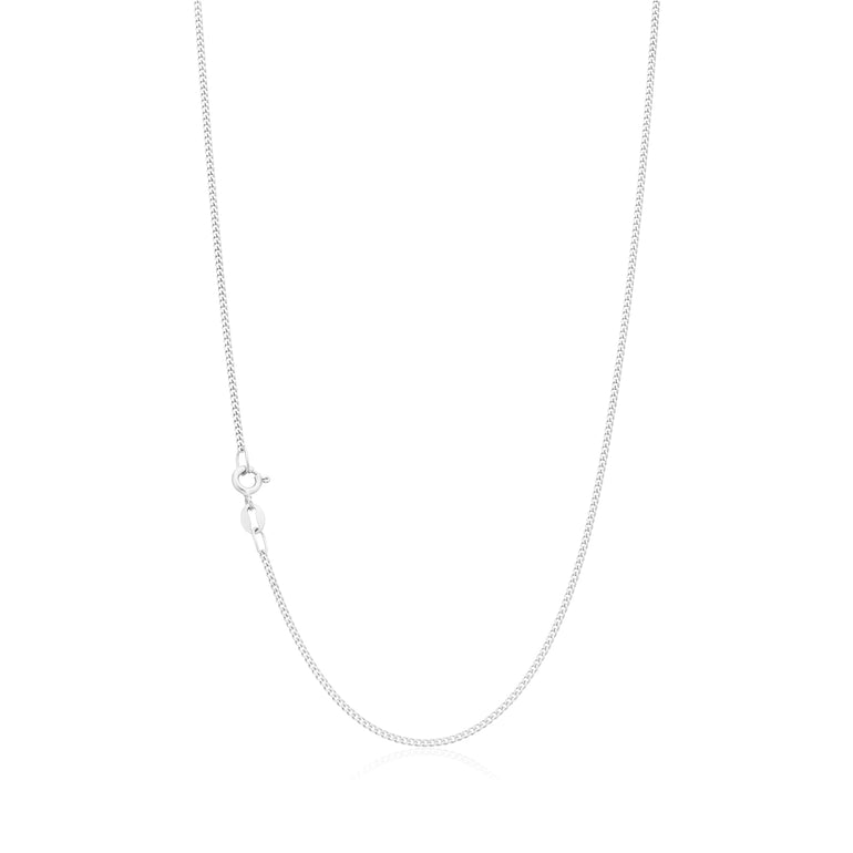 18ct White Gold 50cm Curb Diacut Chain