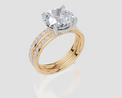 18ct Yellow Gold Round Cut 3.33 Carat tw of  Diamond Ring and 18ct Yellow Gold 0.36 Carat tw of   Diamond Band