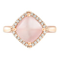 9ct Rose Gold 9x9mm Rose Quartz 0.13 Carat tw Ring