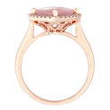 9ct Rose Gold 9x9mm Rose Quartz 0.13 Carat tw Ring