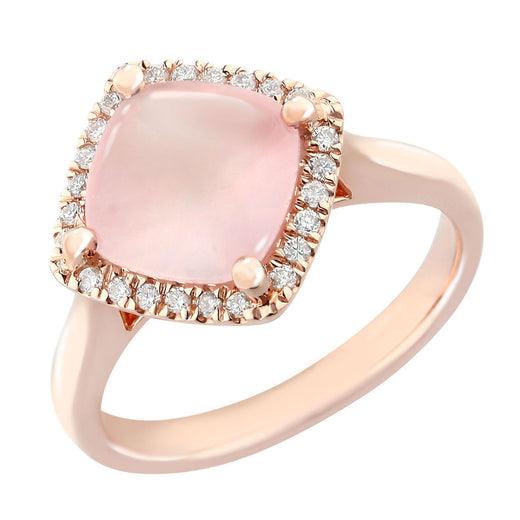 9ct Rose Gold 9x9mm Rose Quartz 0.13 Carat tw Ring