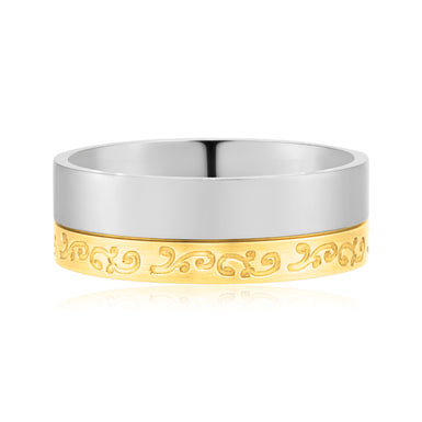 9ct Three Tone Gold Pattern Wedder Men's Ring