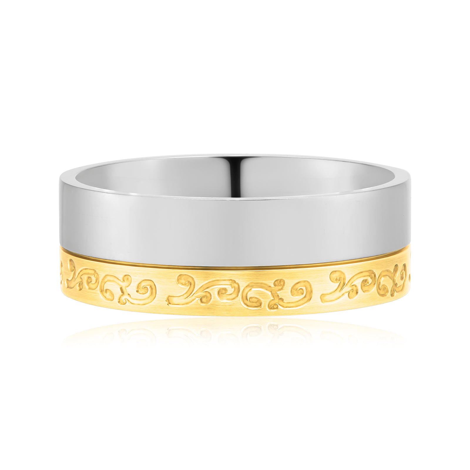 9ct Three Tone Gold Pattern Wedder Men's Ring