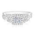 Forevermark 18ct White Gold Princess & Round Cut 0.90 Carat tw Diamond Ring